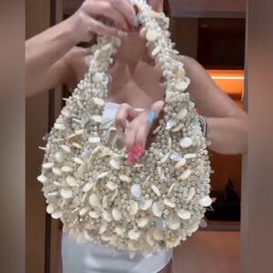 Elegant Cream Beaded Handbag